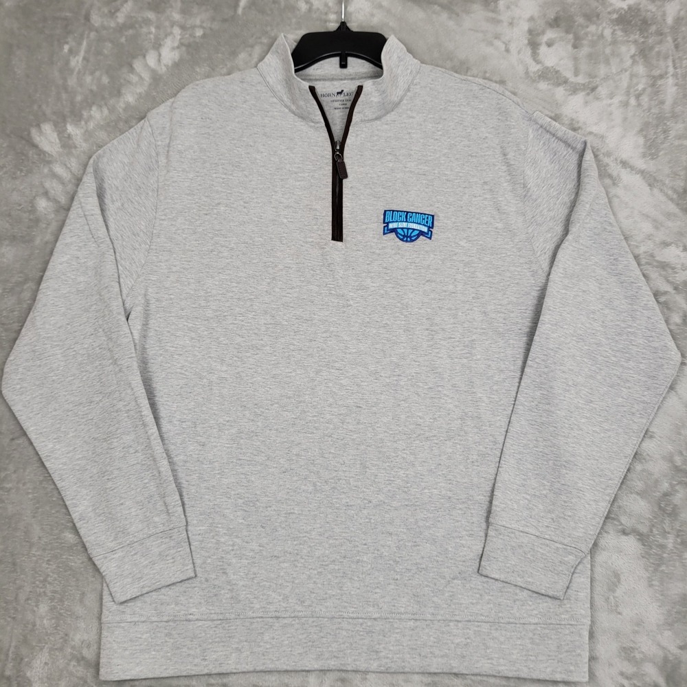 Horn Legend Men's L Gray Heather Golf 1/4 Zip Pullover Cotton Modal Luxury Logo